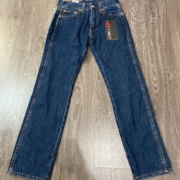Levi's Premium Type 1 Big E Western Dark Stonewash Blue Denim Jeans W30 L32